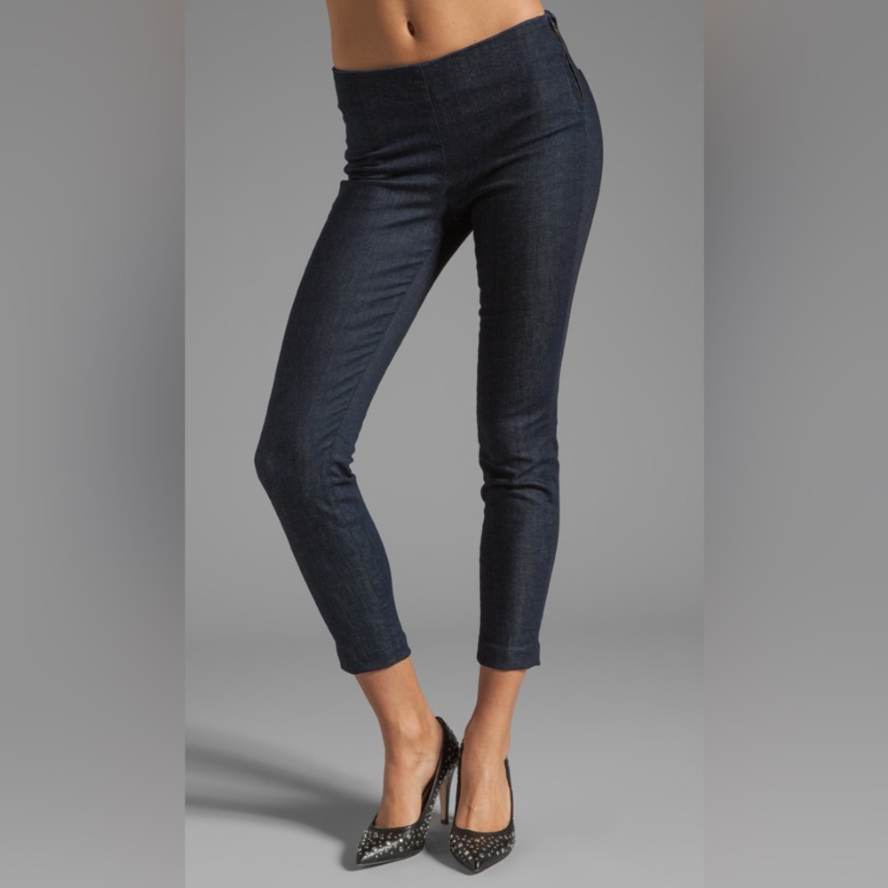 J Brand Cigarette Skinny Side Zip Mid Rise Cropped Jeans USA MADE Dark Wash 26